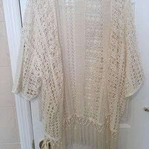 White Fringe Cardigan